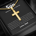 Load image into Gallery viewer, To My Son Artisan Cross Necklace with Snake Chain

