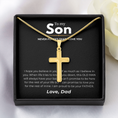Load image into Gallery viewer, To My Son Artisan Cross Necklace with Snake Chain
