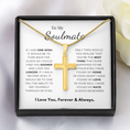 Load image into Gallery viewer, To My Soulmate Artisan Cross Necklace with Snake Chain
