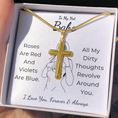 Load image into Gallery viewer, To My Hot Babe Artisan Cross Necklace with Snake Chain
