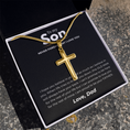 Load image into Gallery viewer, To My Son Artisan Cross Necklace with Snake Chain
