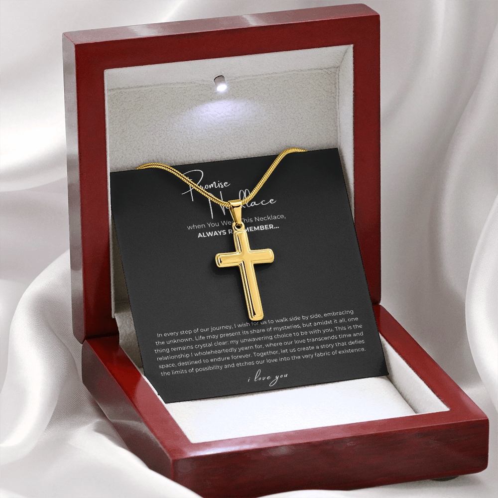 Promise Cross Necklace with Snake Chain