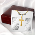 Load image into Gallery viewer, To My Dearest Grandson Artisan Cross Necklace with Snake Chain
