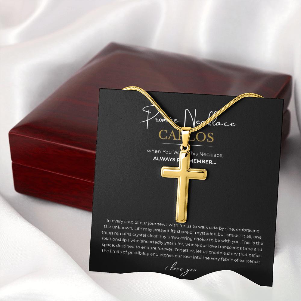 Prosonalized Promise Cross Necklace with Snake Chain