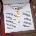 Load image into Gallery viewer, To My Dearest Grandson Artisan Cross Necklace with Snake Chain

