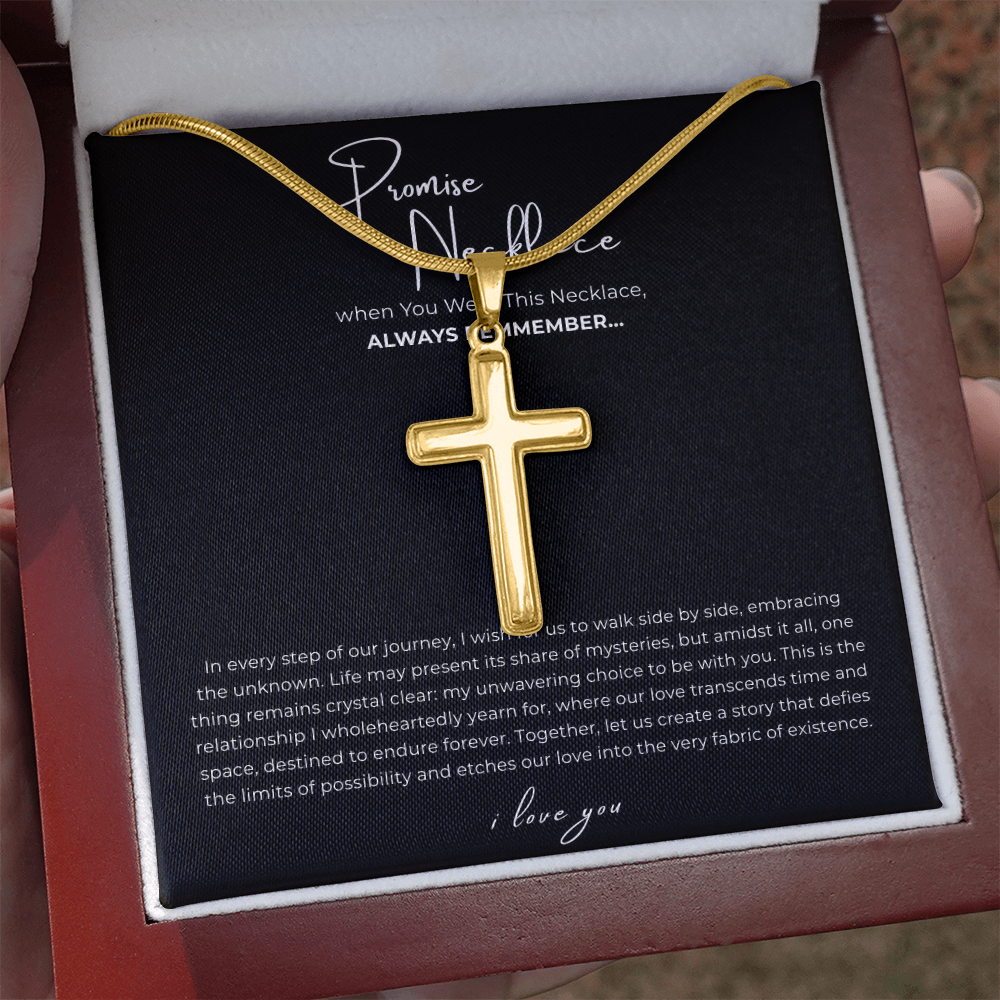 Promise Cross Necklace with Snake Chain