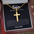 Load image into Gallery viewer, To My Son Artisan Cross Necklace with Snake Chain
