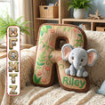 Load image into Gallery viewer, “Bring the Jungle Home” - Elephant Alphabet Letters Pillow - Personalized Gifts for Elephant Lovers
